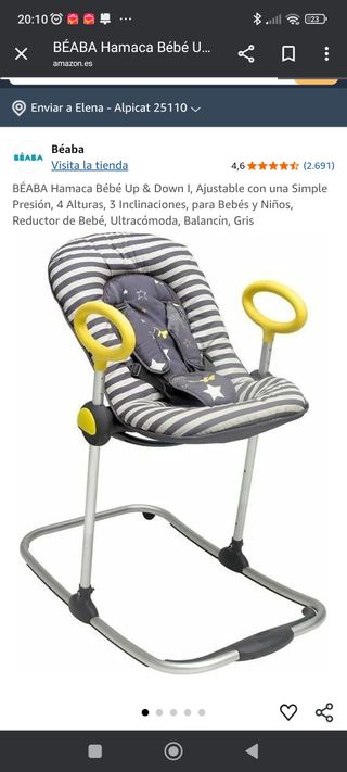 Hamaca Bebé BÉABA Up&Down Gris