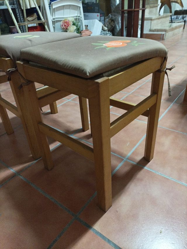 2 Taburetes madera-tela | Cocina