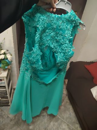 Vestido fiesta turquesa - Talla xL
