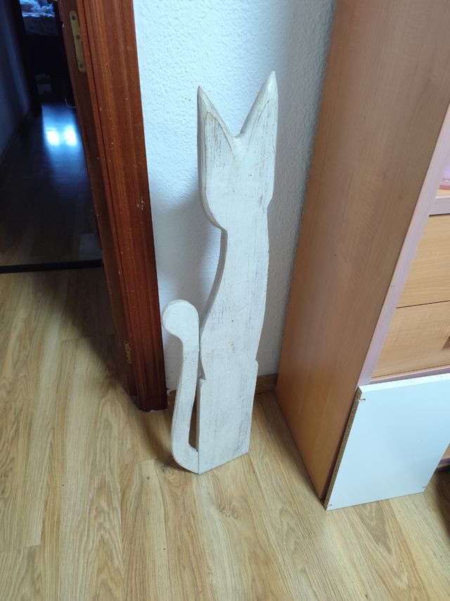 Figura decorativa gato madera
