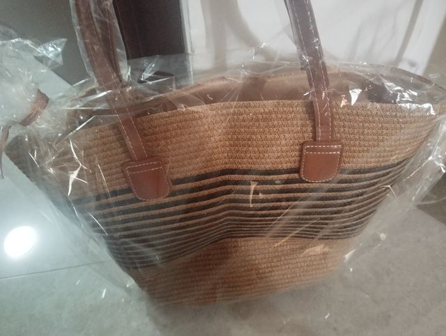 Bolso playa rayas - marrón