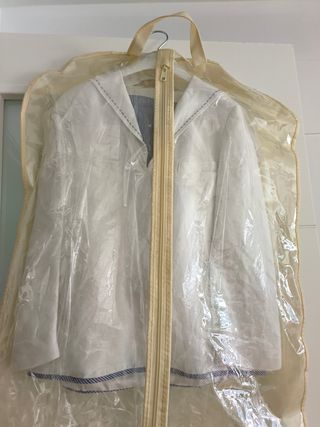 Traje comunión niño lino blanco y azul. Varones.