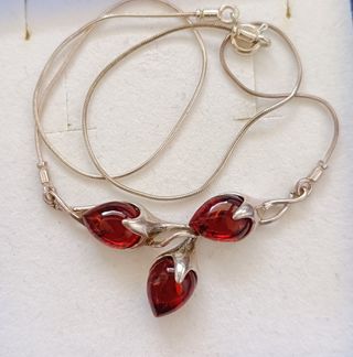 Colgante plata ámbar rojo
