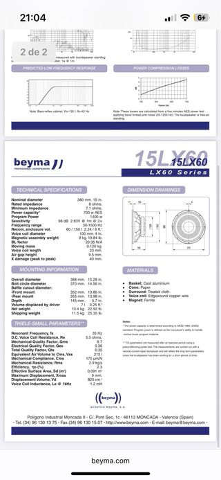 Beyma 15 LX60 Altavoz