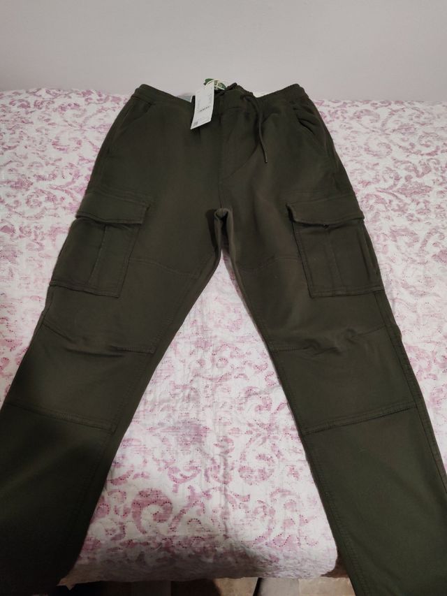 Pantalones Cargo - Talla L - Verde Oliva