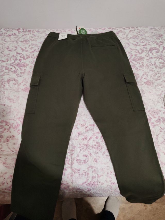 Pantalones Cargo - Talla L - Verde Oliva
