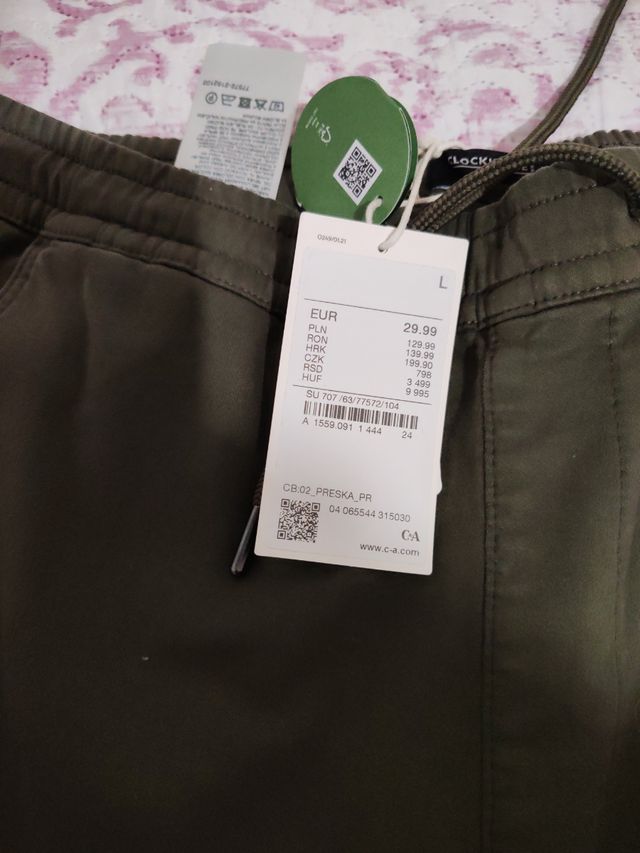 Pantalones Cargo - Talla L - Verde Oliva