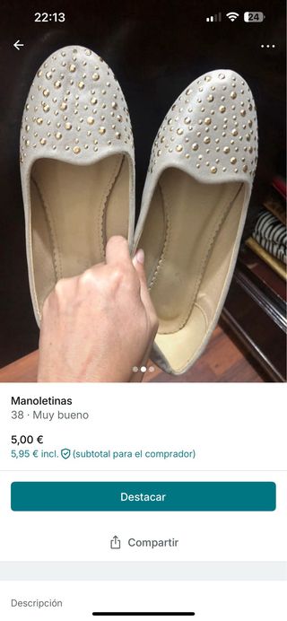 Manoletinas beige doradas talla 38