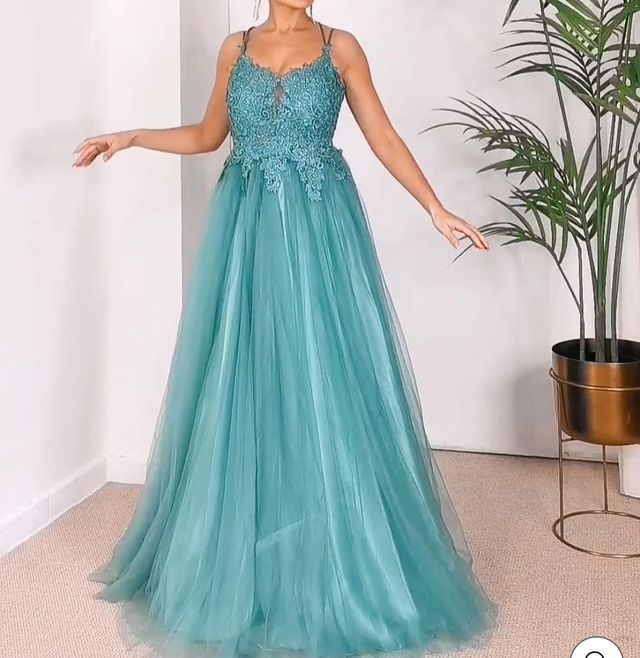 Abito lungo turchese