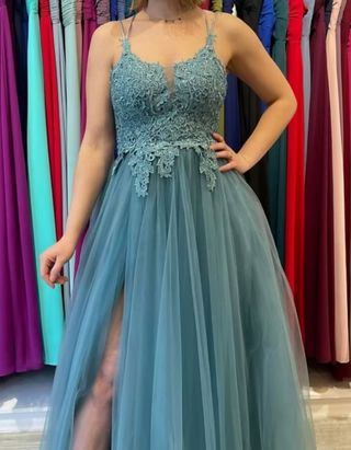 Vestido largo turquesa