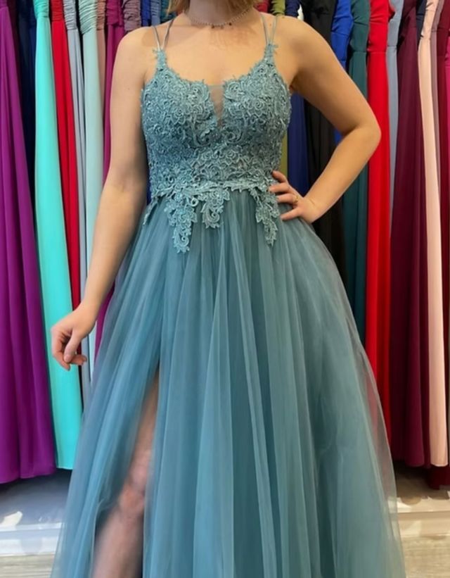 Abito lungo turchese