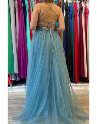 Vestido largo turquesa