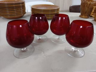 Copas licor rojas retro - 4 unidades