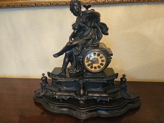 Reloj antiguo madera imitación bronce estilo clási