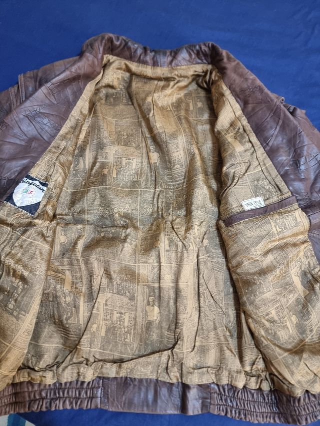 Cazadora piel marrón vintage