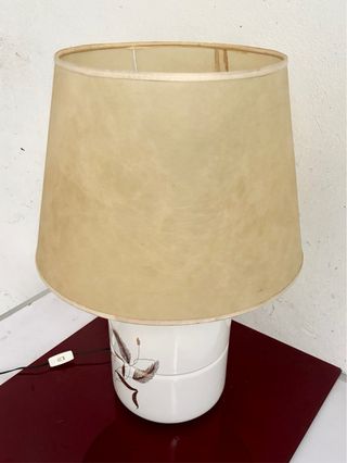 Lampada da tavolo vintage in ceramica decorata oro