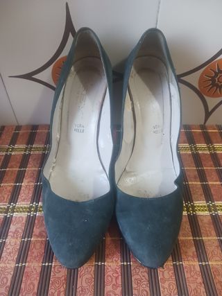 Scarpe verde in vera pelle