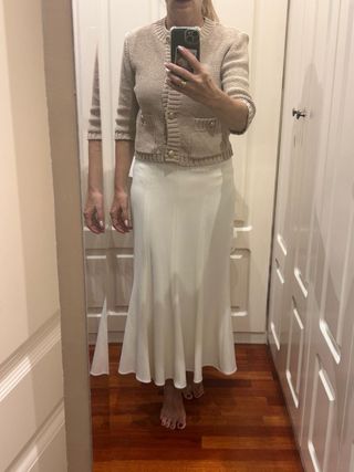 Falda midi blanco roto Zara