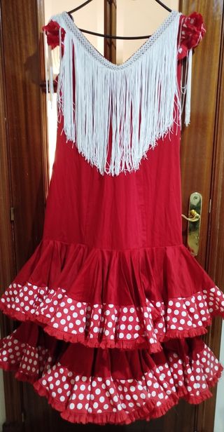 Traje Flamenca Rojo - lunares blancos