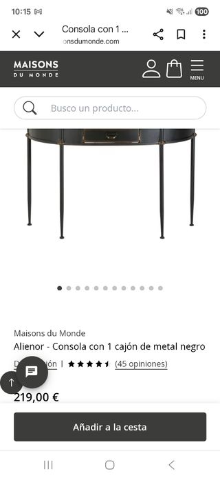 Consola metal negra dorada