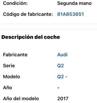 Rejilla Audi Q2 81A853651