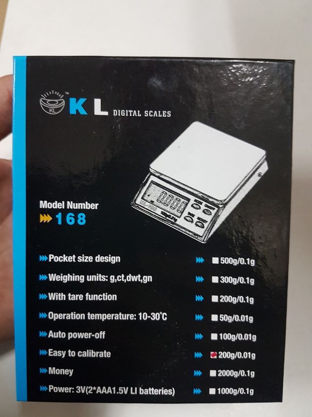 Báscula digital KL-168 - 200g/0.01g