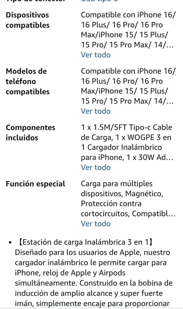 Estación carga inalámbrica 3-en-1