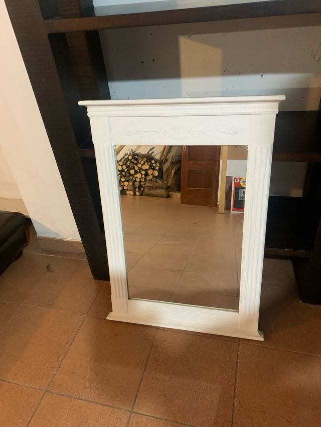 Espejo madera blanco vintage