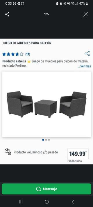 ¡Nuevo! Sillones y mesa jardín - Negro