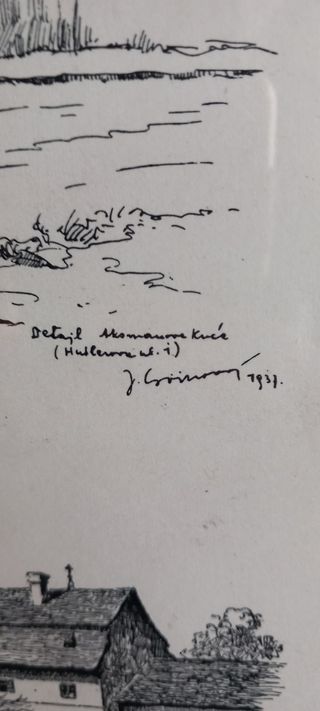 Stampa vintage 25x30cm in bianco e nero con cornic