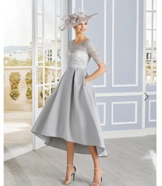 Vestido fiesta gris White One