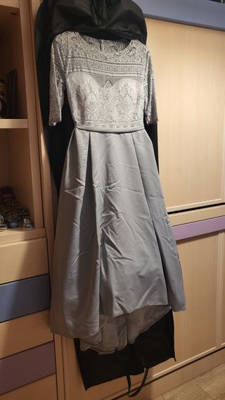 Vestido fiesta gris White One