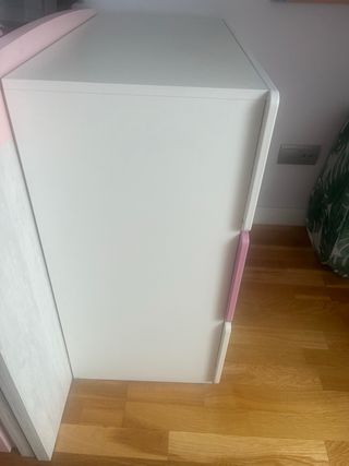 Cajonera infantil rosa y blanca - niña