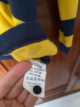 Polo rayas azul marino-amarillo