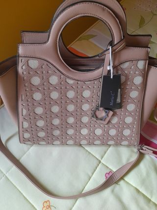 Bolso Maria C° beige/rosa nuevo