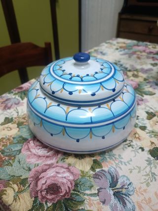 Porta oggetti in ceramica  colore azzurro e blu