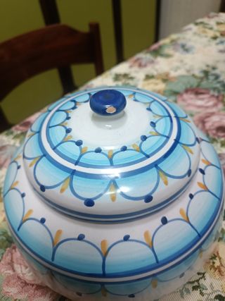 Porta oggetti in ceramica  colore azzurro e blu