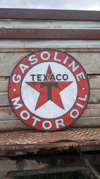 Cartel Texaco retro madera