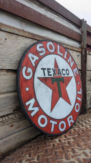 Cartel Texaco retro madera