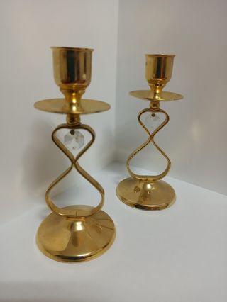 Candelabros latón dorados - 2 unidades
