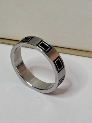 Anillo Acero Inoxidable Negro Plata