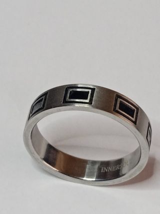 Anillo Acero Inoxidable Negro Plata