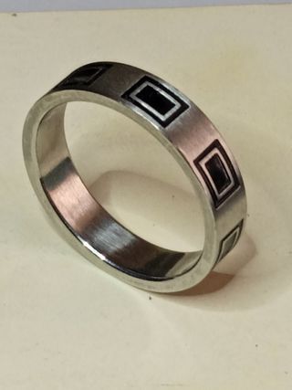 Anillo Acero Inoxidable Negro Plata