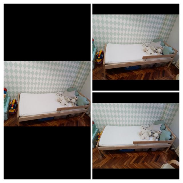 Cama con somier laminas madera Ikea