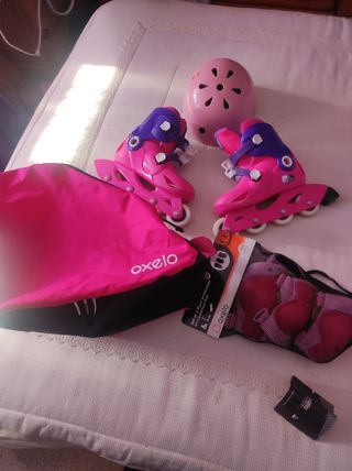 Patines Oxelo niña + protecciones + mochila
