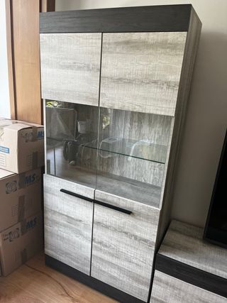 Mueble salón - Vitrina, estanteria y módulo bajo