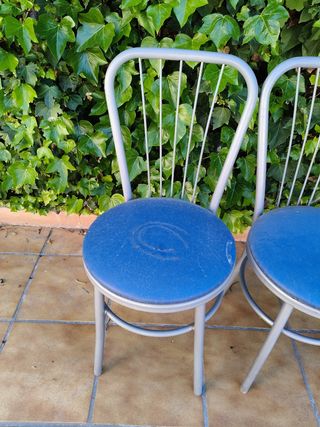 3 Sillas cocina vintage azul gris