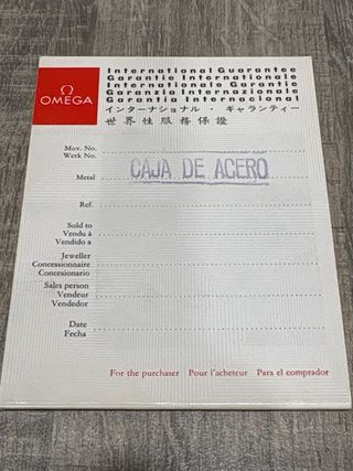 Omega Garantía Acero 1968