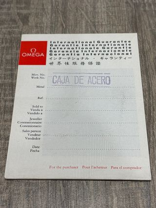 Omega Garantía Acero 1967