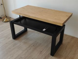 Mesa centro elevable madera de roble - metal